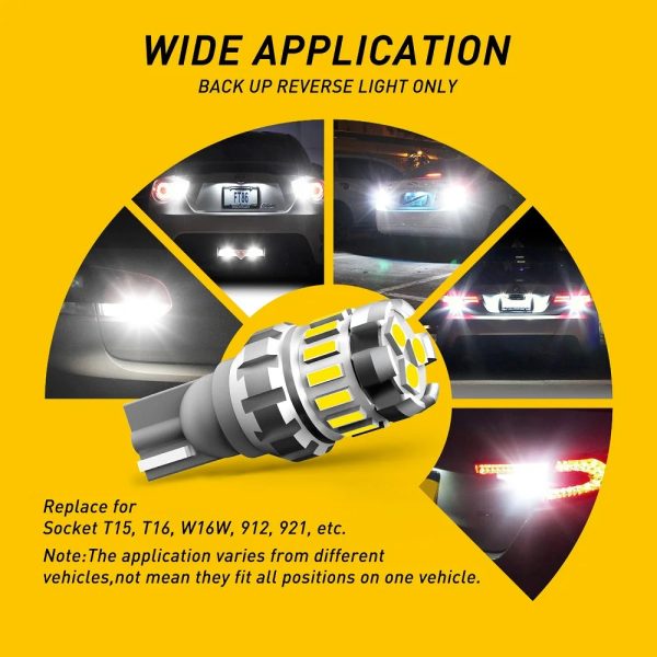 W16W T15 LED T16 Bulb Canbus Error Free Backup Reverse Led 921 912 LED Bulbs Car Lights Brake Lamp Stop Light Xenon White DC12V - Image 3