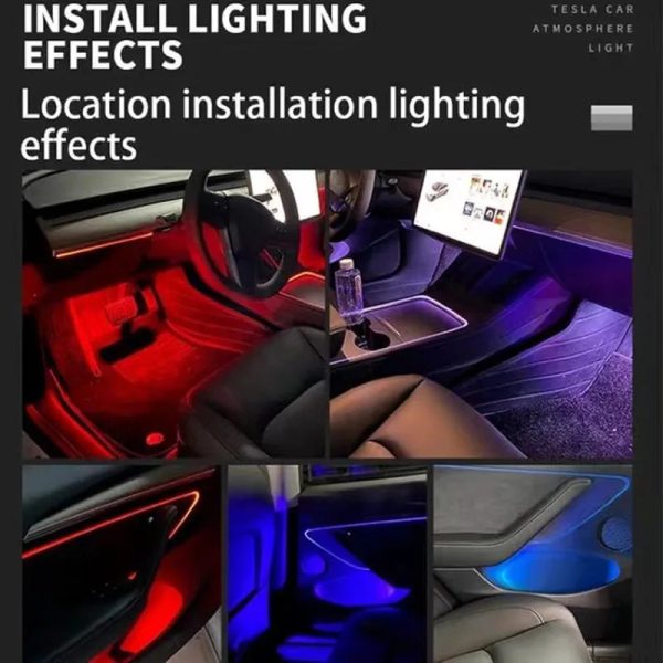 For Tesla Center Console Dashboard Neon Light Tubes Model 3 Model Y 2019-2023 RGB Interior LED Strip Lights with App Controller - Image 2