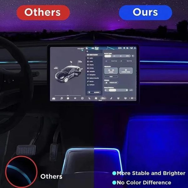 For Tesla Center Console Dashboard Neon Light Tubes Model 3 Model Y 2019-2023 RGB Interior LED Strip Lights with App Controller - Image 3