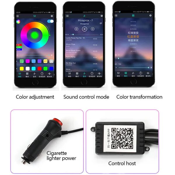For Tesla Center Console Dashboard Neon Light Tubes Model 3 Model Y 2019-2023 RGB Interior LED Strip Lights with App Controller - Image 5