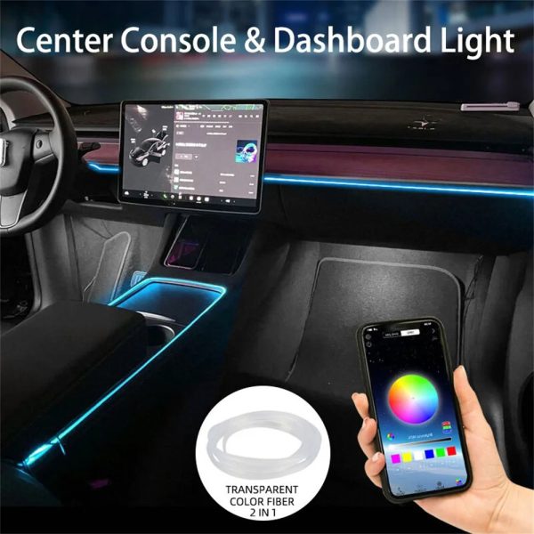 For Tesla Center Console Dashboard Neon Light Tubes Model 3 Model Y 2019-2023 RGB Interior LED Strip Lights with App Controller - Image 7