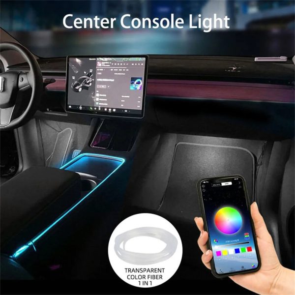 For Tesla Center Console Dashboard Neon Light Tubes Model 3 Model Y 2019-2023 RGB Interior LED Strip Lights with App Controller - Image 8